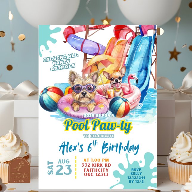 Invitación de cumpleaños para fiesta de cachorros  (Subido por el creador)