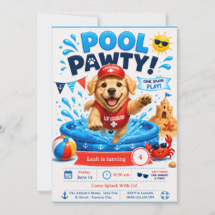 Invitación de cumpleaños para fiesta de cachorros