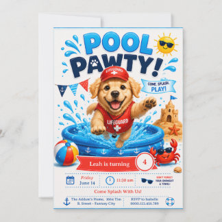 Invitación de cumpleaños para fiesta de cachorros 
