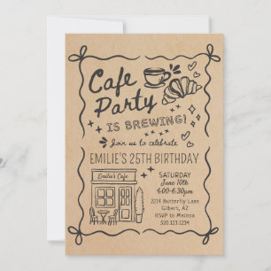 Invitación de cumpleaños para fiesta de café