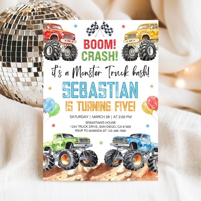 Invitación de cumpleaños para fiesta de camiones m (Subido por el creador)