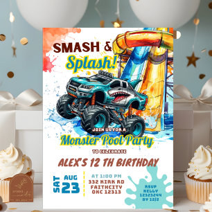 Invitación de cumpleaños para fiesta de camiones m