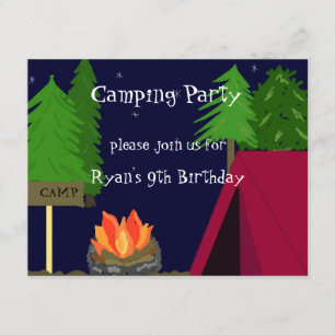 Invitación de cumpleaños para fiesta de camping