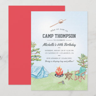 Invitación de cumpleaños para fiesta de camping co