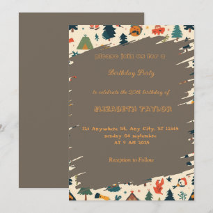 invitación de cumpleaños para fiesta de camping de