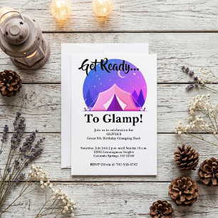 Invitación de cumpleaños para fiesta de camping de