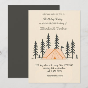invitación de cumpleaños para fiesta de camping de