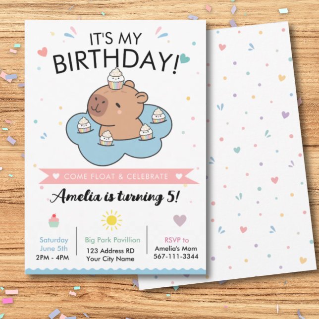 Invitación de cumpleaños para fiesta de capibara e (Subido por el creador)