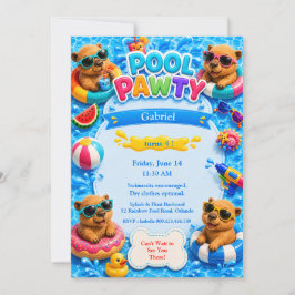 Invitación de cumpleaños para fiesta de capibaras 