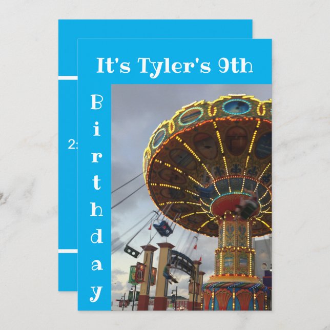 Invitación de cumpleaños para fiesta de carnaval e (Anverso / Reverso)