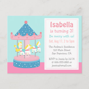 Invitación de cumpleaños para fiesta de carrusel y