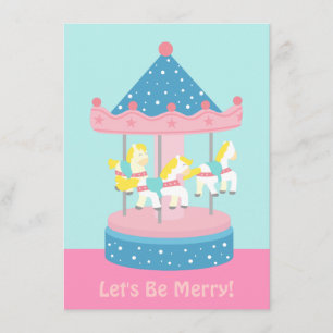 Invitación de cumpleaños para fiesta de carrusel y