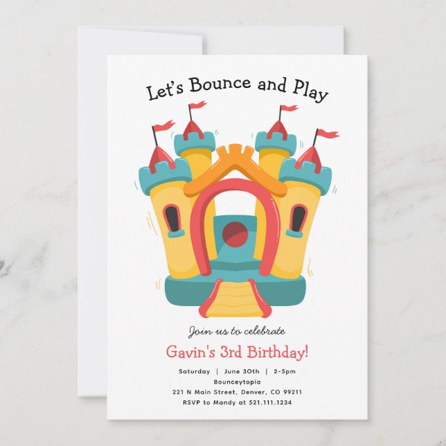 Invitación de cumpleaños para fiesta de casa de re (Anverso)