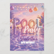 Invitación de cumpleaños para fiesta de chicas en 
