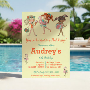 Invitación de cumpleaños para fiesta de chicas en 