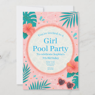 Invitación de cumpleaños para fiesta de chicas en