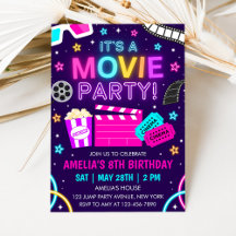 Invitación de cumpleaños para fiesta de cine