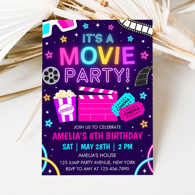 Invitación de cumpleaños para fiesta de cine (Subido por el creador)