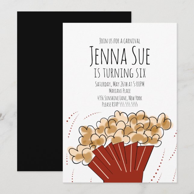 Invitación de cumpleaños para fiesta de cine al ai (Anverso / Reverso)