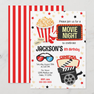 Invitación de cumpleaños para fiesta de cine infan