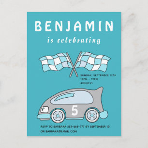 Invitación de cumpleaños para fiesta de coche de c