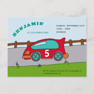 Invitación de cumpleaños para fiesta de coche de c