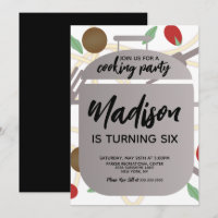 Invitación de cumpleaños para fiesta de cocina de 