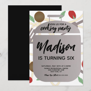 Invitación de cumpleaños para fiesta de cocina de