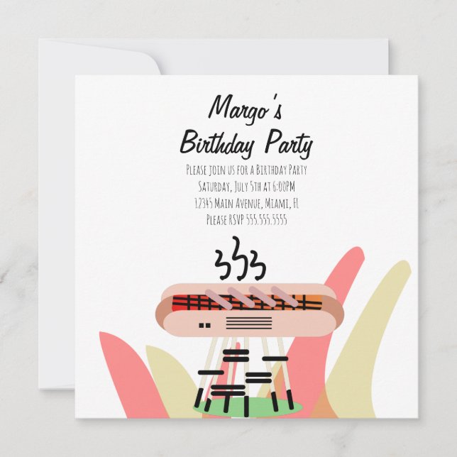 Invitación de cumpleaños para fiesta de cocina ret (Anverso)
