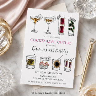 Invitación de cumpleaños para fiesta de cóctel de