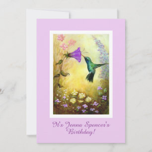 Invitación de cumpleaños para fiesta de colibrí (L