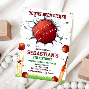 Invitación de cumpleaños para fiesta de cricket