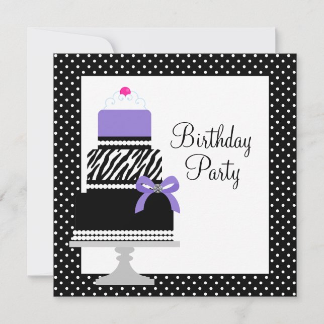 Invitación de cumpleaños para fiesta de Cupcake de (Anverso)