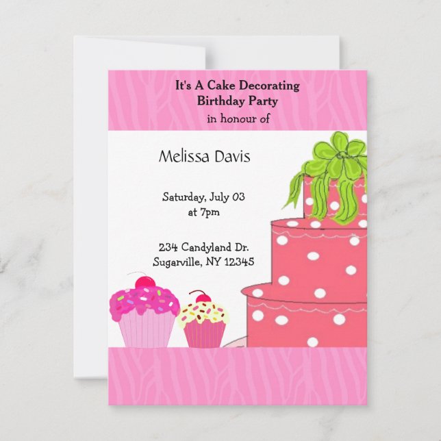 Invitación de Cumpleaños para Fiesta de Decoración (Anverso)