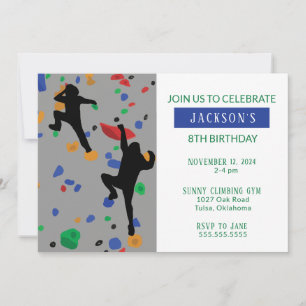 Invitación de cumpleaños para fiesta de escalada e