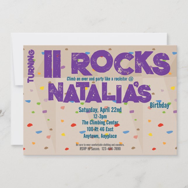 Invitación de cumpleaños para fiesta de escalada e (Anverso)