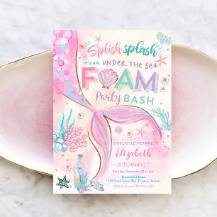 Invitación de cumpleaños para fiesta de espuma de 