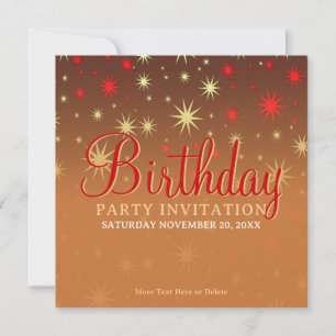 Invitación de cumpleaños para fiesta de estrellas