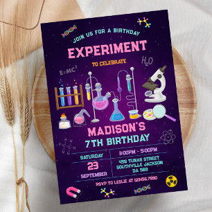 Invitación de cumpleaños para fiesta de experiment