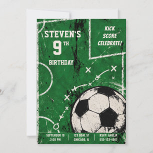 Invitación de cumpleaños para fiesta de fútbol