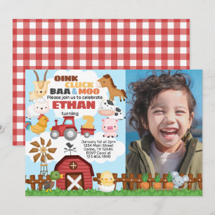 Invitación de cumpleaños para fiesta de granja