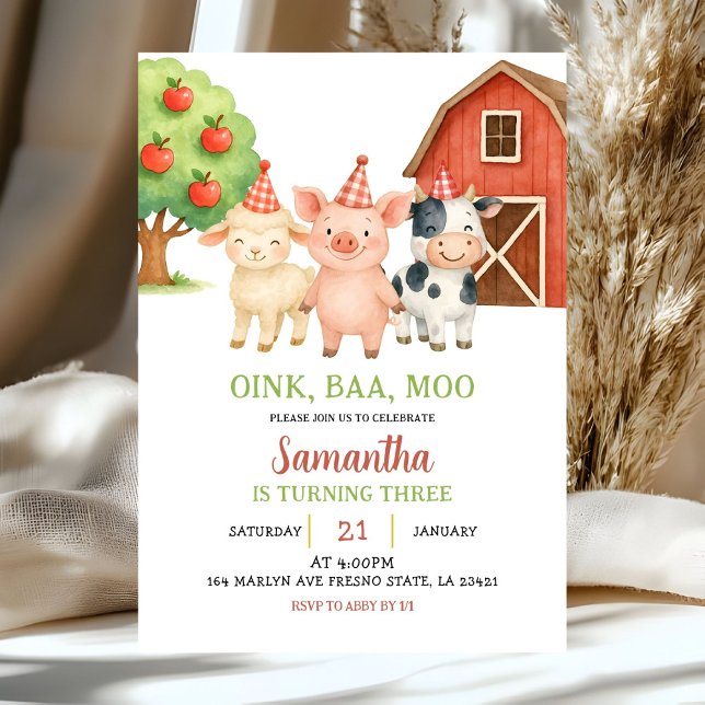 Invitación de cumpleaños para fiesta de granja (Subido por el creador)