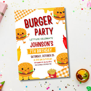 Invitación de cumpleaños para fiesta de hamburgues