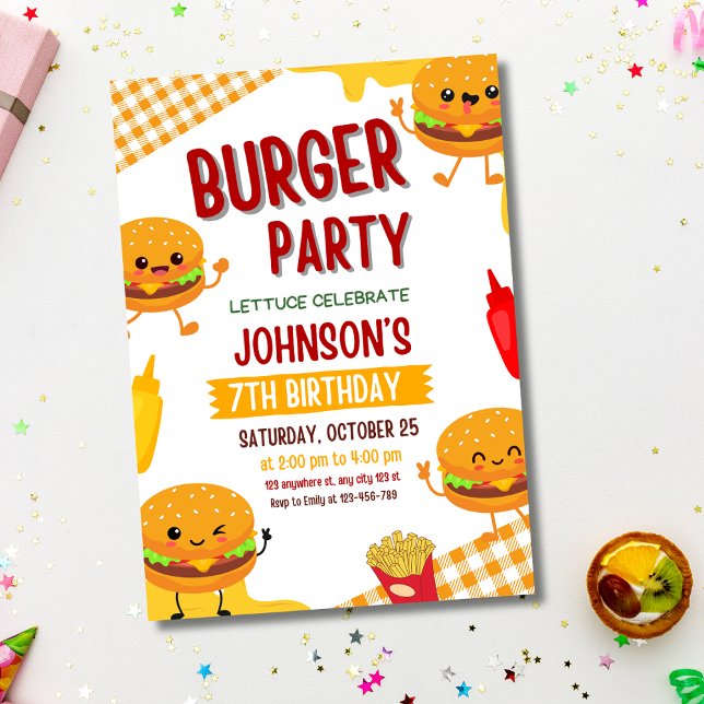 Invitación de cumpleaños para fiesta de hamburgues (Subido por el creador)