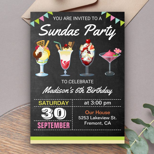 Invitación de cumpleaños para fiesta de helado sun (Subido por el creador)