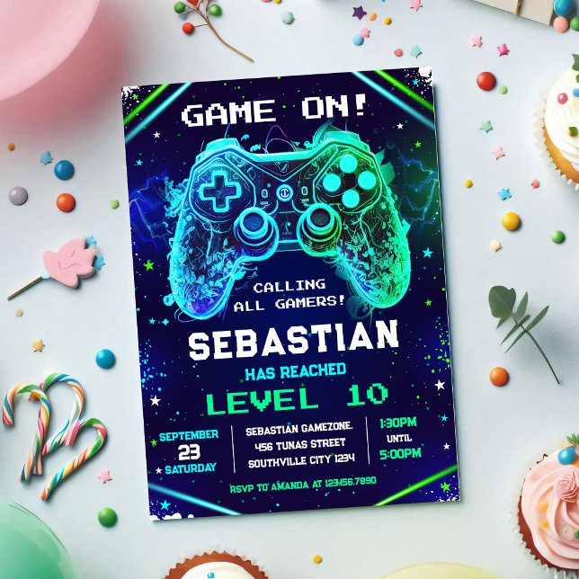 Invitación de cumpleaños para fiesta de jugador de (Subido por el creador)