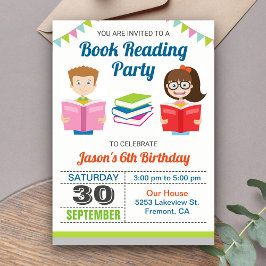 Invitación de cumpleaños para fiesta de lectura de