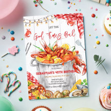 Invitación de cumpleaños para fiesta de mariscos c