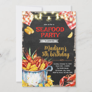 Invitación de cumpleaños para fiesta de mariscos h
