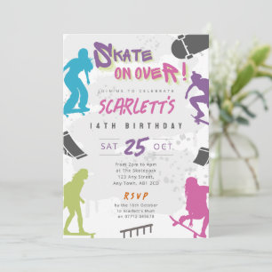 Invitación de cumpleaños para fiesta de monopatín